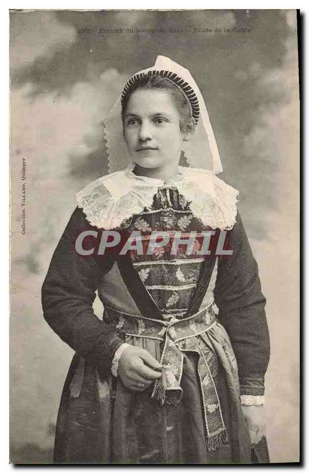 CPA Folklore Femme du bourg de Batz Etude de la coiffe