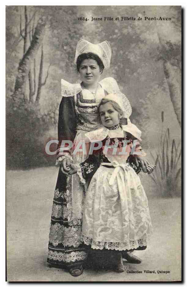 CPA Folklore Jeune fille et fillette de Pont Aven