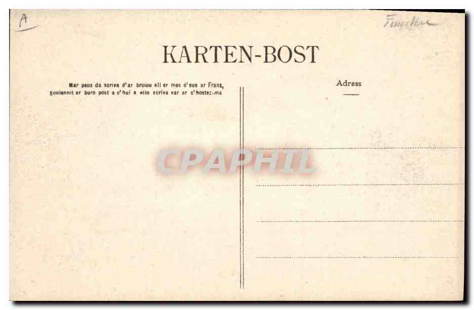 CPA Folklore Concarneau Une partie de Trois Sept — Verso