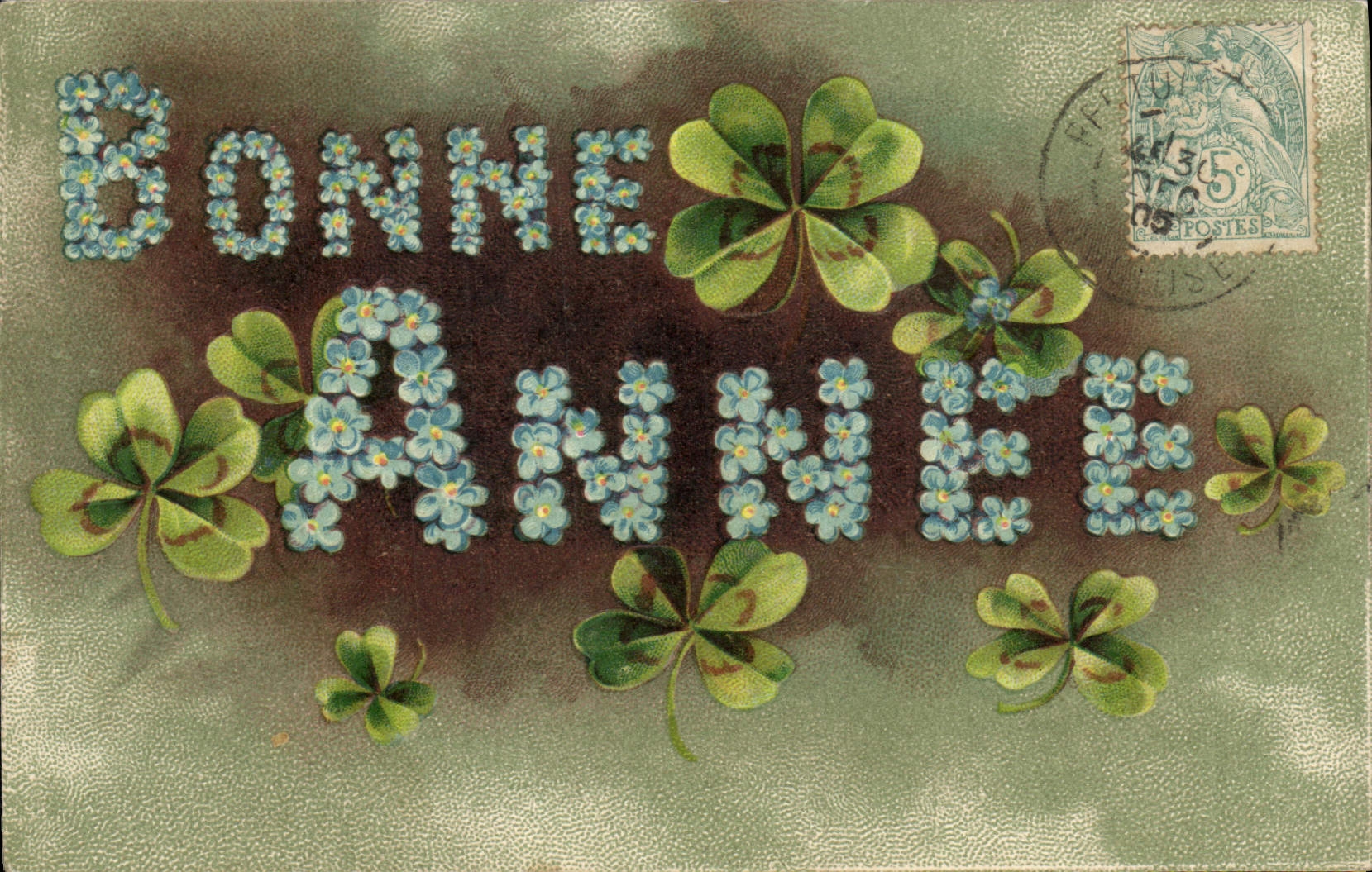 CPA Fantaisie Fleurs Bonne annee Trefles 
