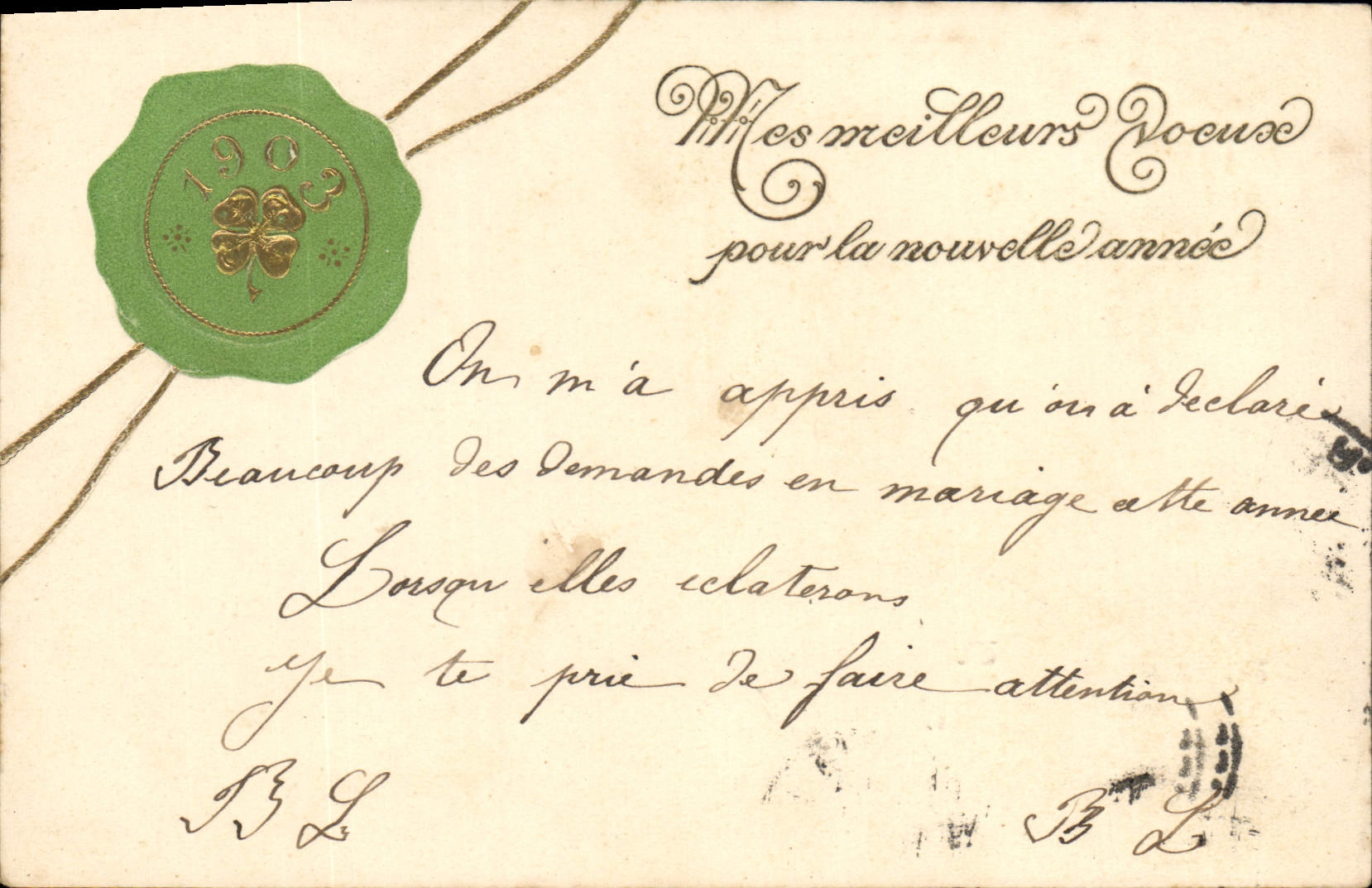 CPA Fantaisie Fleurs Trefle Annee 1903 