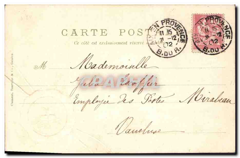 CPA Fantaisie Fleurs Trefle Annee 1903  — Verso