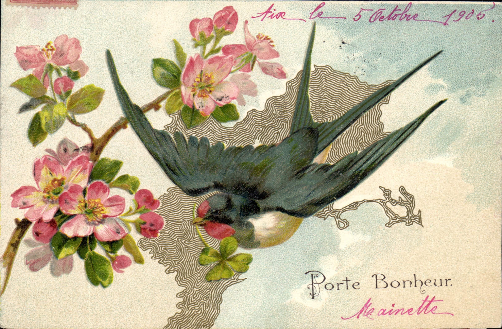 Oiseau et fleurs — Porte Bonheur — Meainette