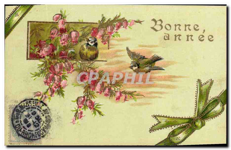 CPA Fantaisie Fleurs Oiseaux 
