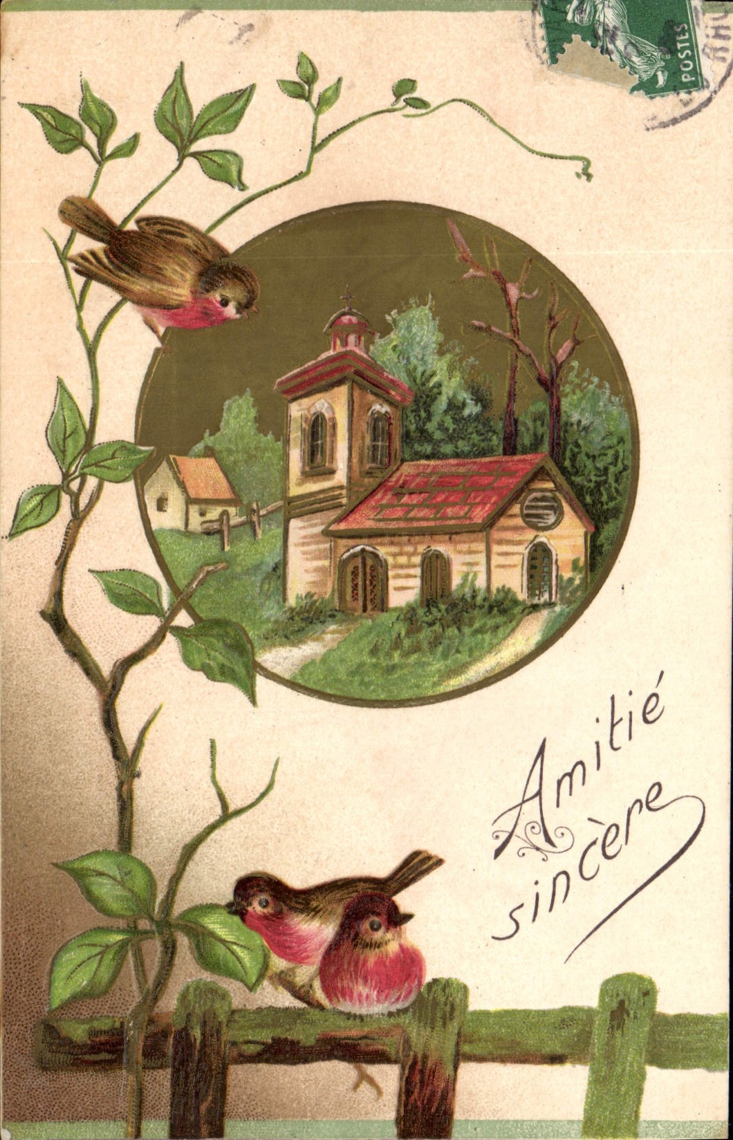 CPA Fantaisie Fleurs Oiseau 