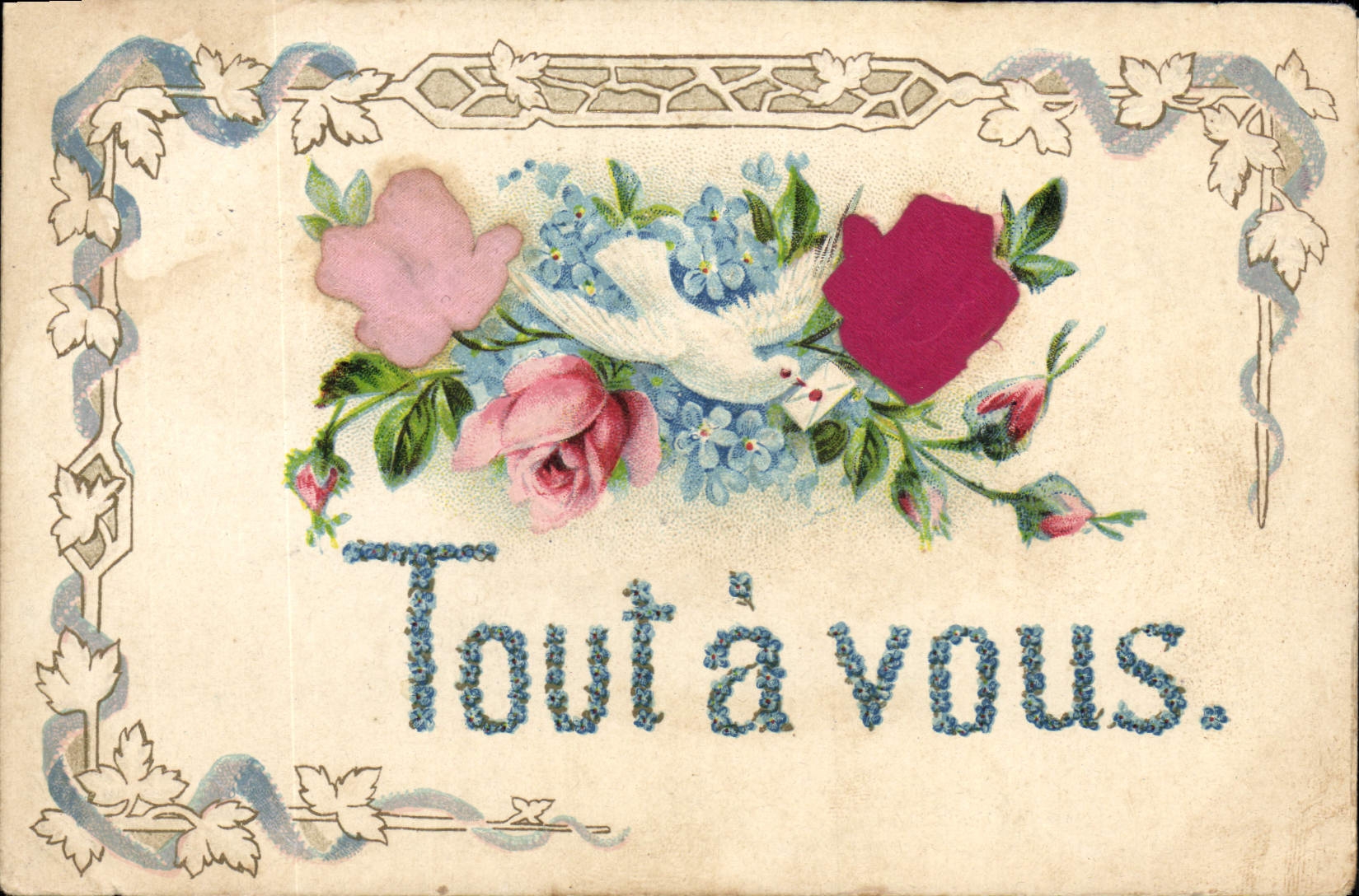 CPA Fantaisie Fleurs Colombe 
