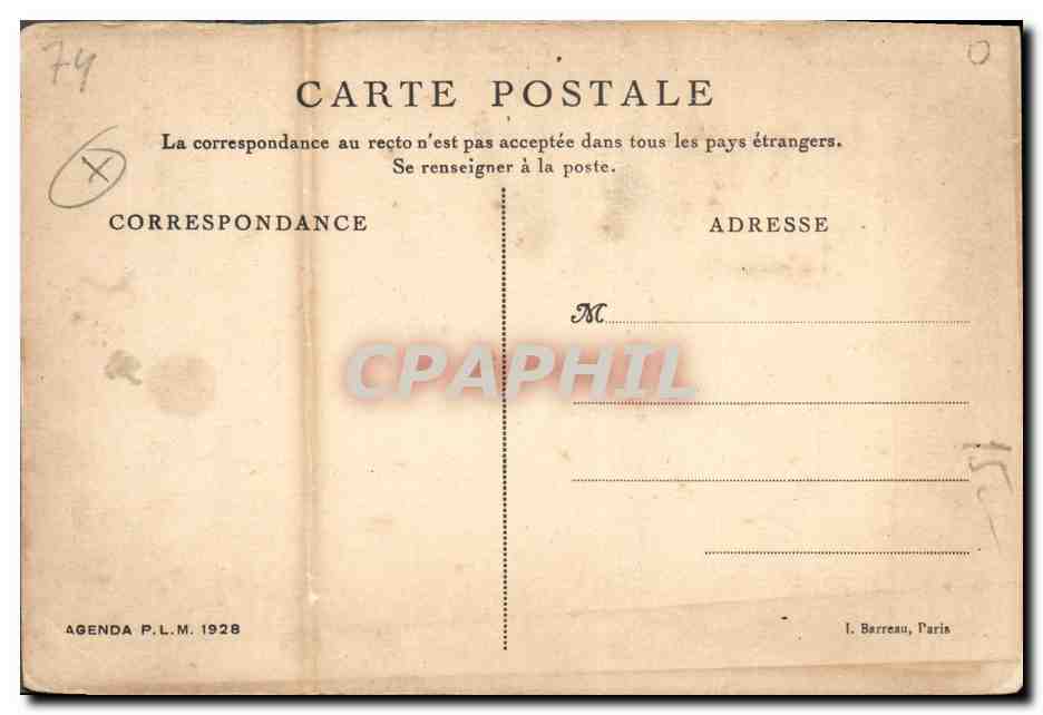 Ascension du Mont Blanc — Éditeur Cl. Taurrat, série Agenda P.L.M. 1928 — Rückseite