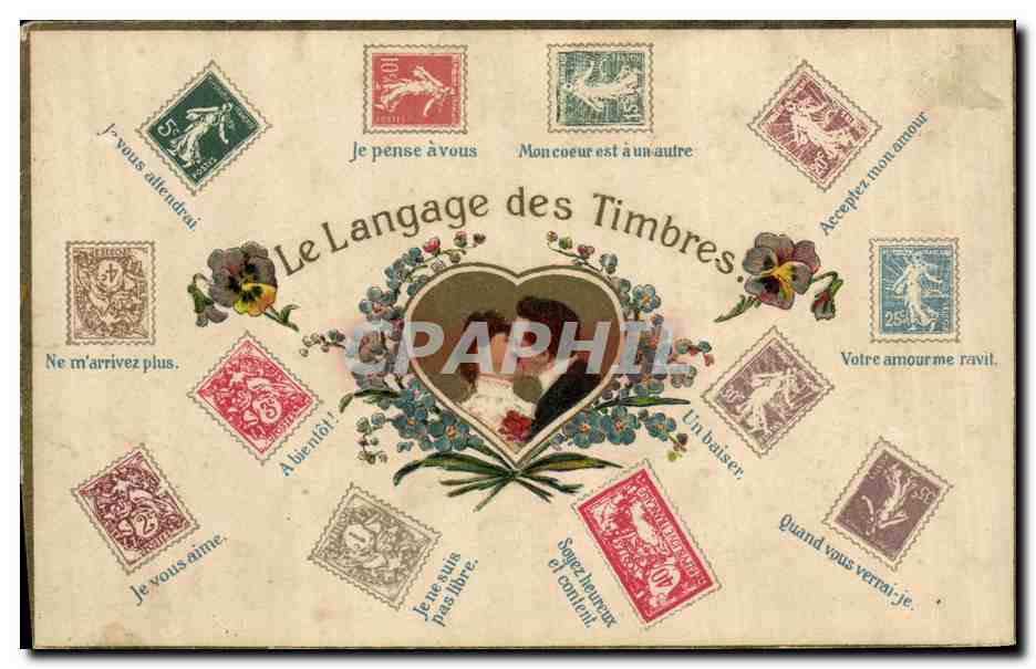 CPA Fantaisie Langage des timbres Type Blanc 