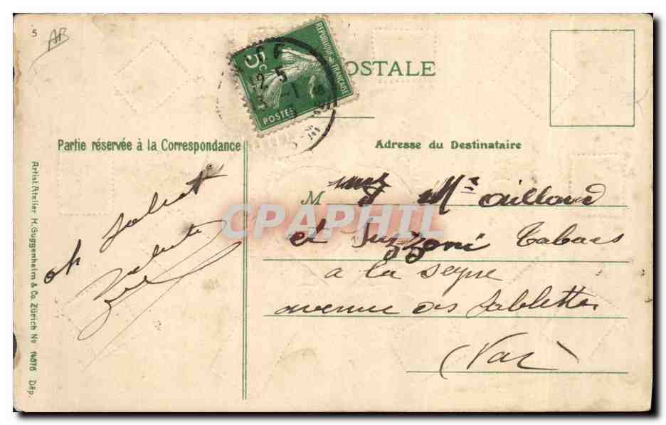 CPA Fantaisie Langage des timbres Type Blanc  — Rückseite