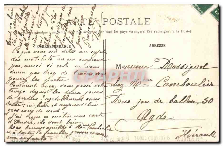CPA Fantaisie Langage du timbre Semeuse 10c  — Rückseite