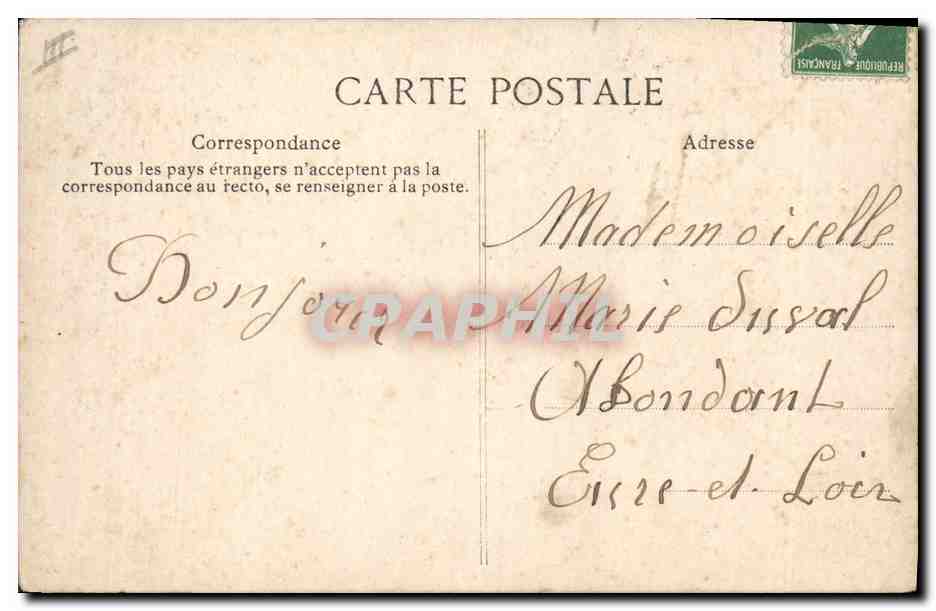 CPA Fantaisie Le timbres et leur Langage Semeuse 5c 10c  — Rückseite