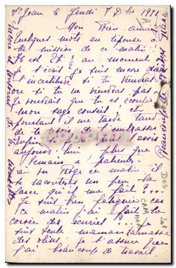 CPA Fantaisie Langage des timbres  — Rückseite
