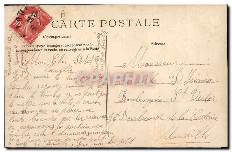 CPA Fantaisie Les timbres et leur Langage Semeuse  — Rückseite