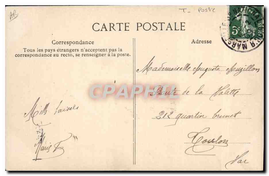 CPA Fantaisie Les timbres et leur Langage Semeuse  — Rückseite