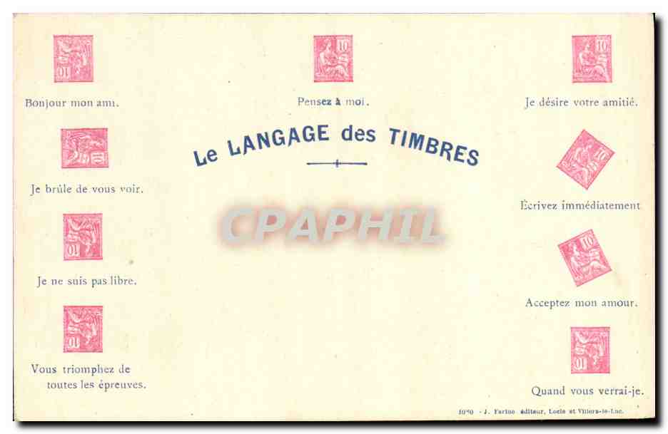 CPA Fantaisie Langage des timbres Type Mouchon 