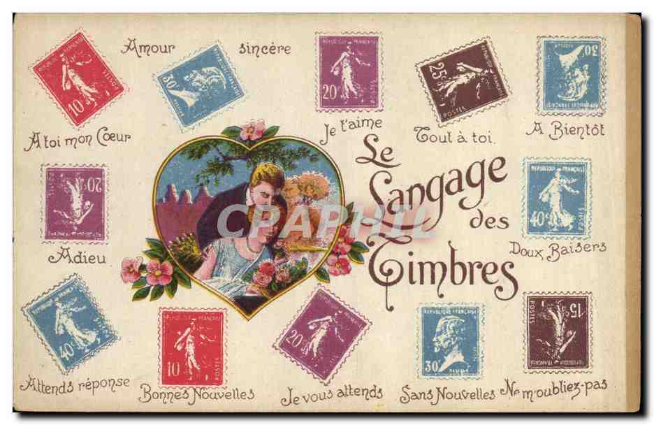 CPA Fantaisie Langage des timbres 