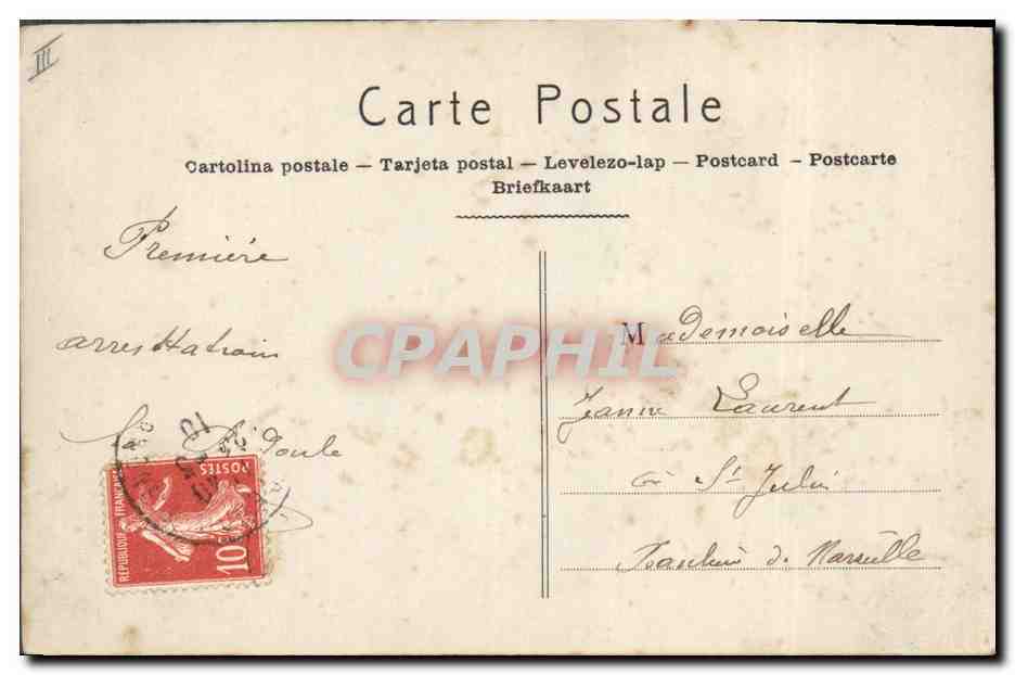 CPA Fantaisie Langage des Timbres Semeuse  — Rückseite