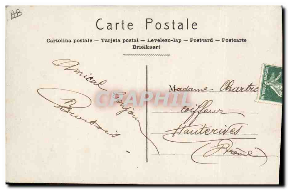 CPA Fantaisie Langage des timbres Femme  — Rückseite
