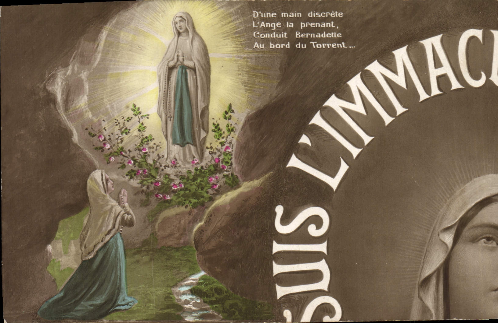 CPA Puzzle Folklore Lourdes 