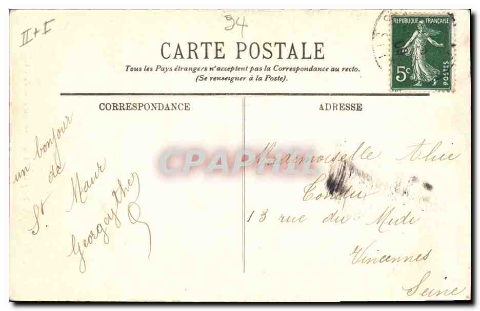 CPA Arbre Creteil l'arbre penche et la Marne au bras du Chapitre — Verso