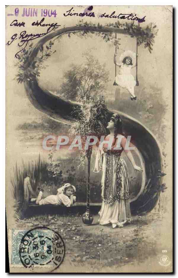 Femme et enfant dans un décor végétal — éditeur anonyme, n° 193