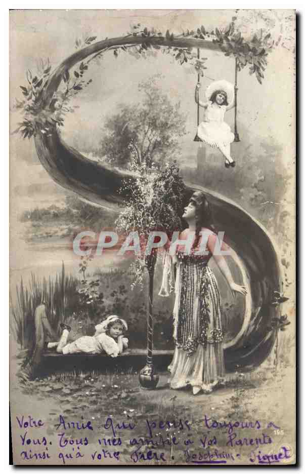 Femme et enfant dans un décor végétal — Josephin Lique — n° 105