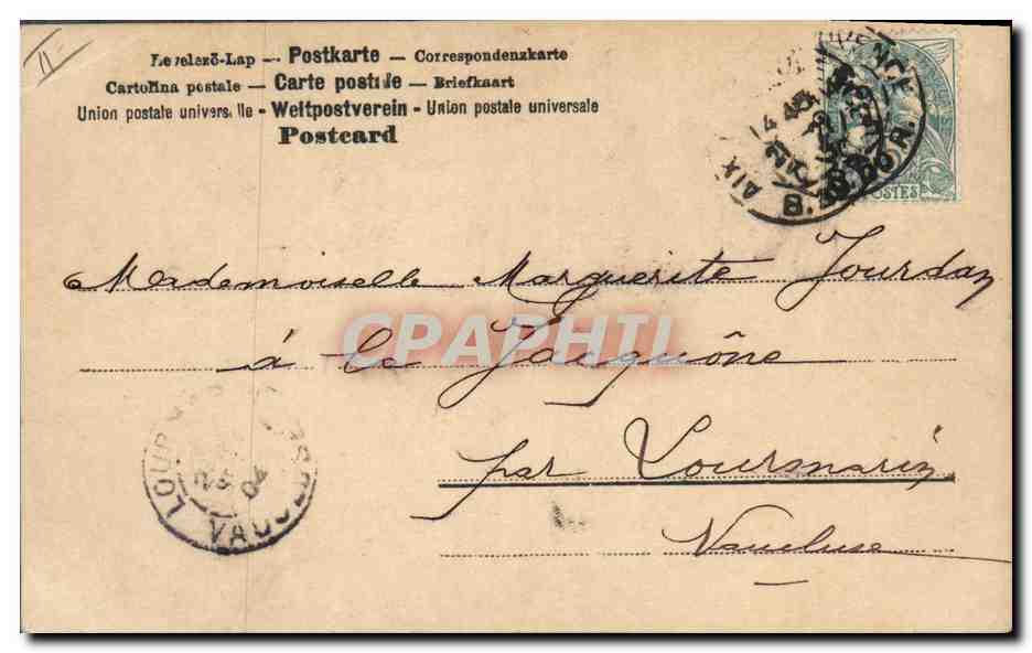 Femme et enfant dans un décor végétal — éditeur Campillo, n° 195 — Reverso