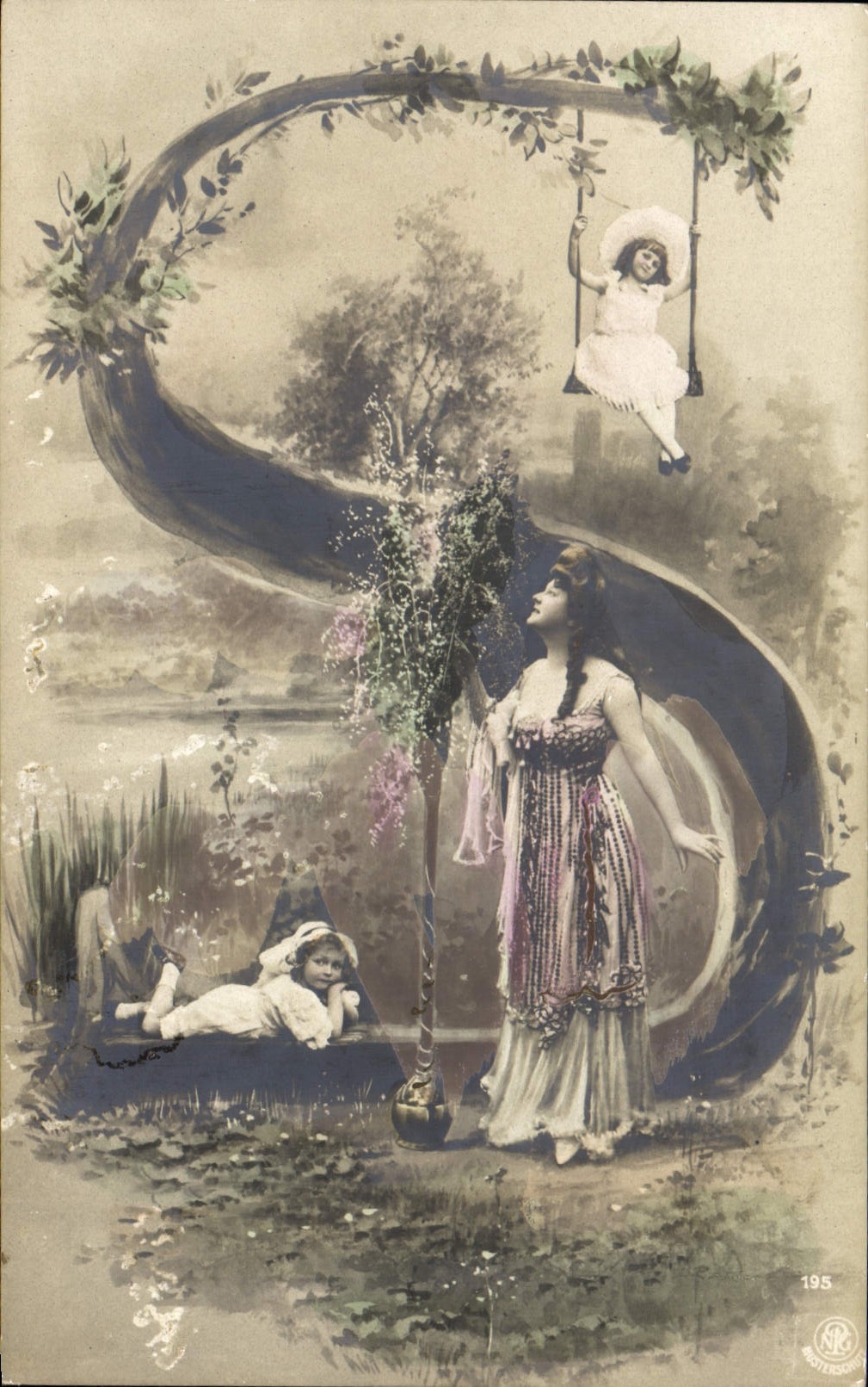 Femme et enfants dans un cadre végétal — Série 195 — SR Masters