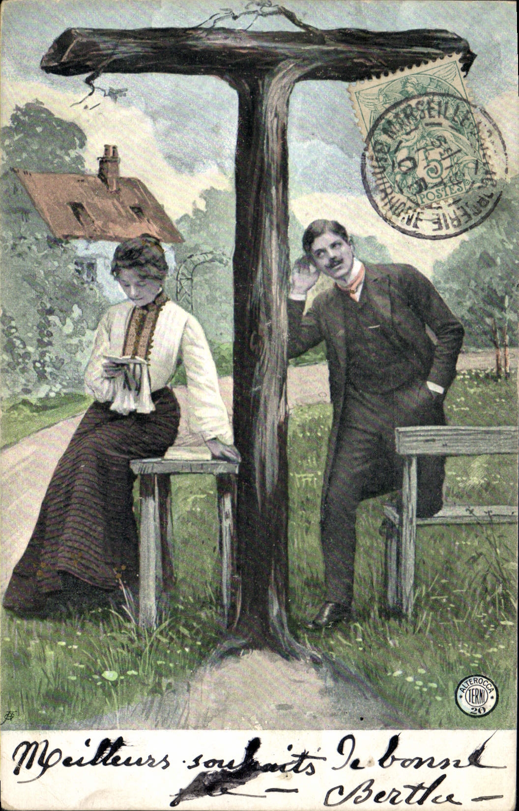 Jeune couple sous un arbre — éditeur Alterroces, n°20