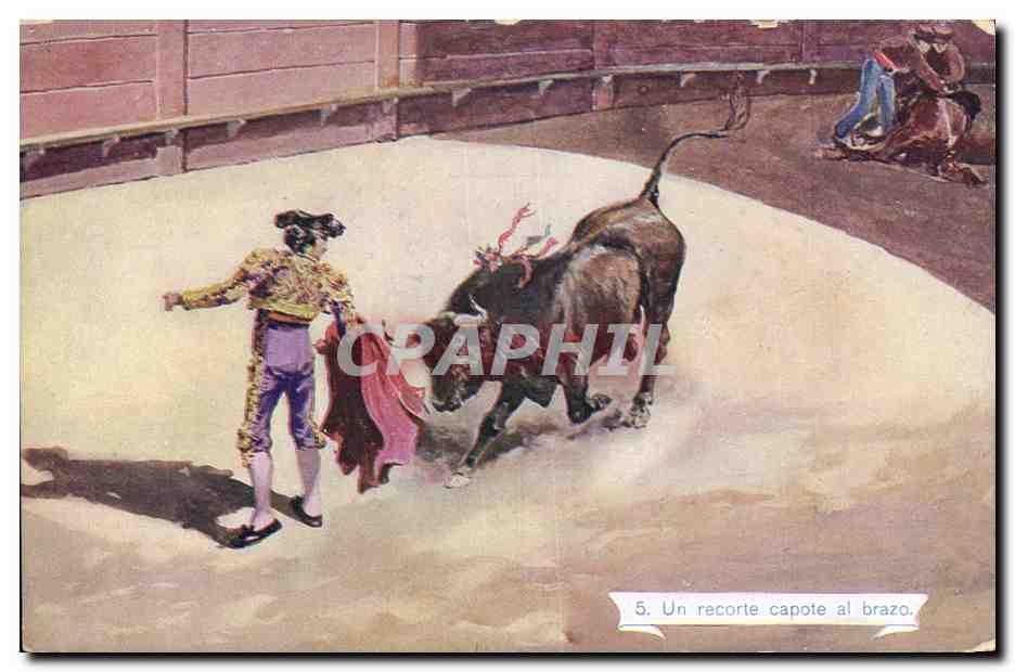 CPA Corrida Course de taureaux Un recorte capote al brazo 
