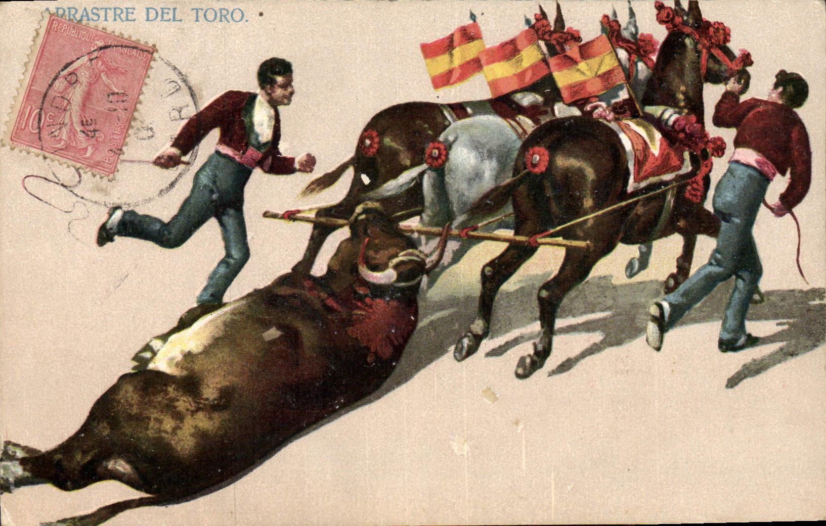 CPA Corrida Course de taureaux Arrastre del Toro 