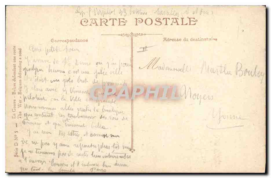 Belges défendant une route — L.V.C. D.5 — série D.5 — Verso