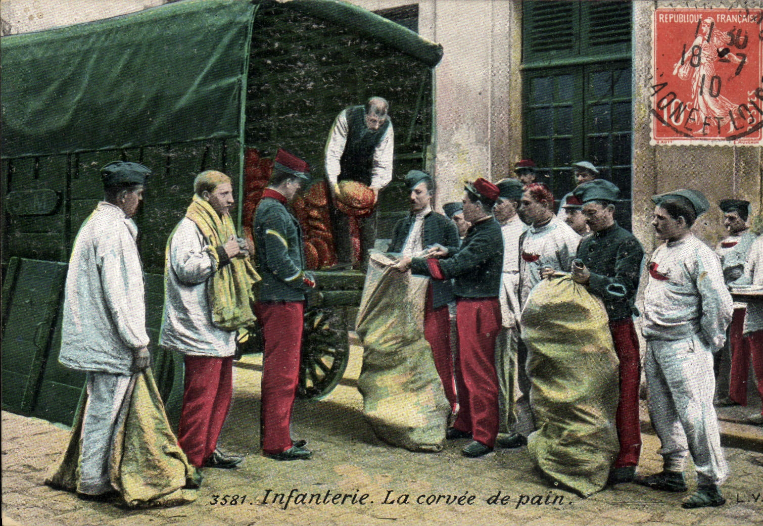 Infanterie. La corvée de pain. — Édition L.V. — N° 3581