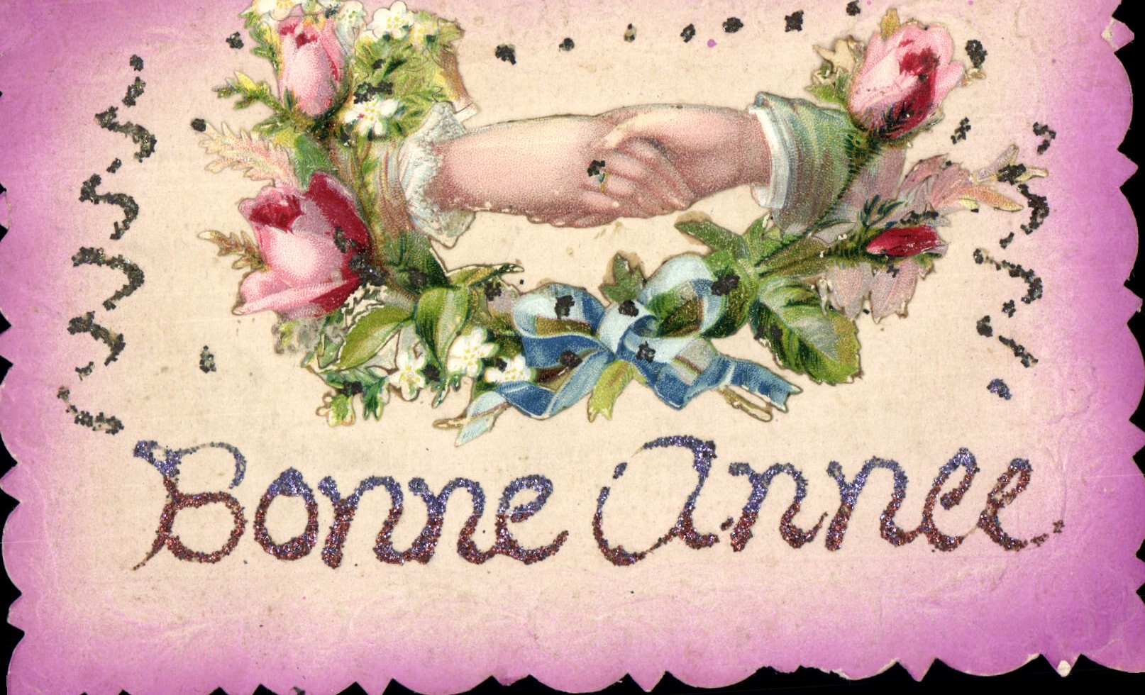 Main tenant une rose — Bonne Année — Carte postale