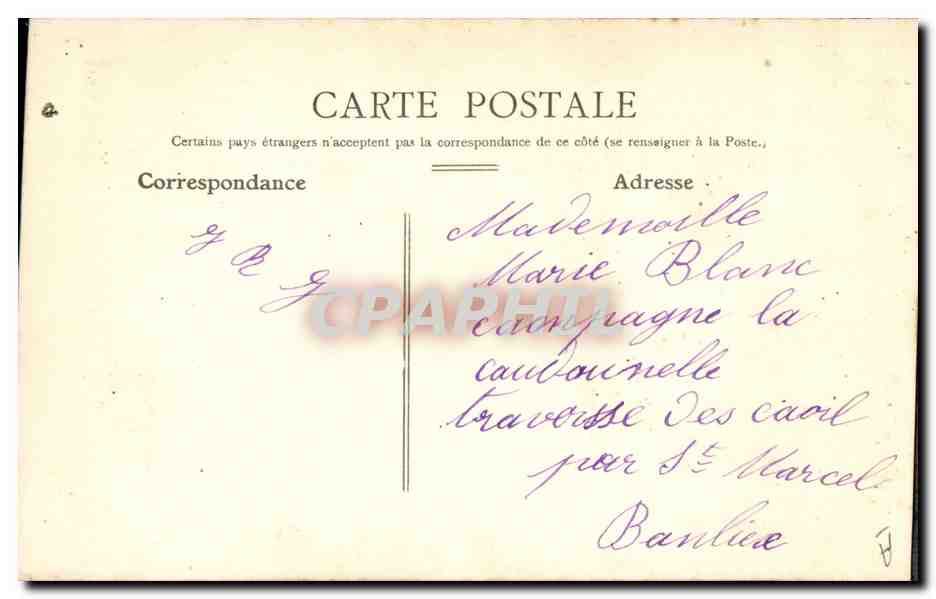 Dos palomas entre flores — Feliz cumpleaños — París, 1918 — Reverso