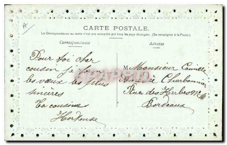 CPA Brodee Fantaisie Fleurs Hirondelle — Rückseite