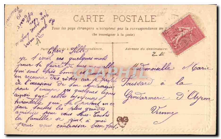 Oiseau portant un bouquet — Anniversaire — Carte postale — Verso
