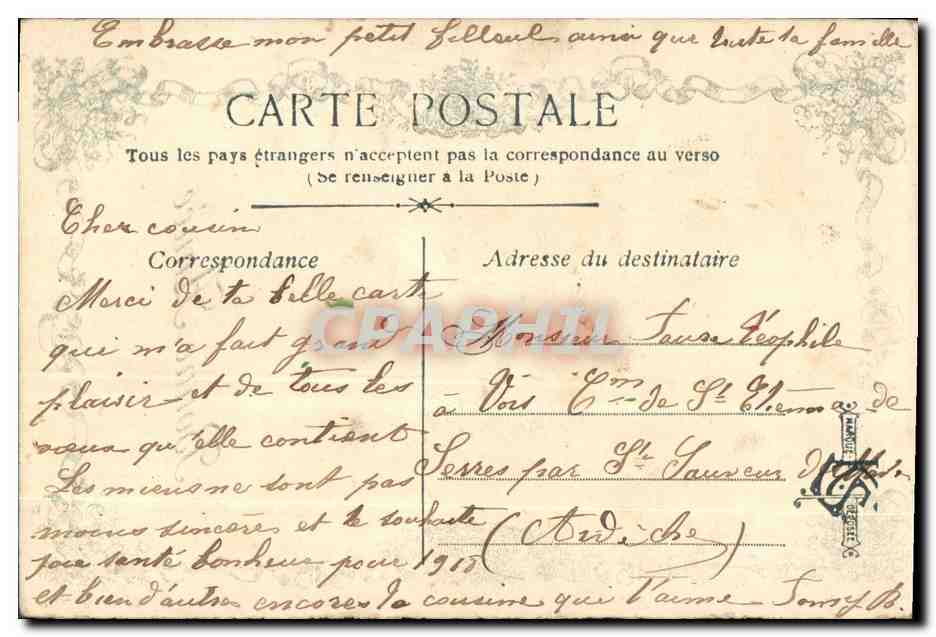 Bouquet de roses — Bonne Année — Carte postale — Verso