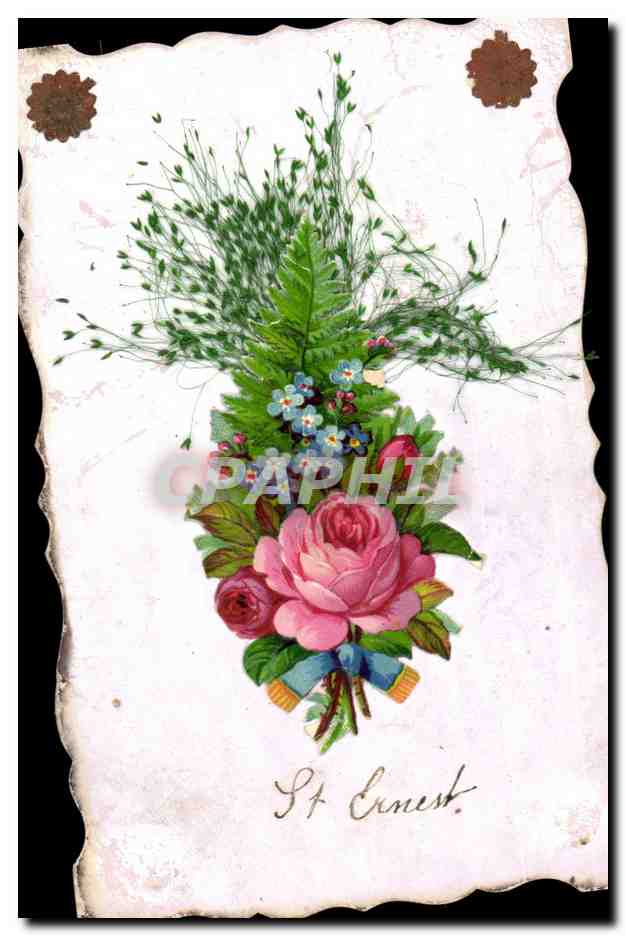 Bouquet de fleurs — rose et pensées — Union Postale Universelle