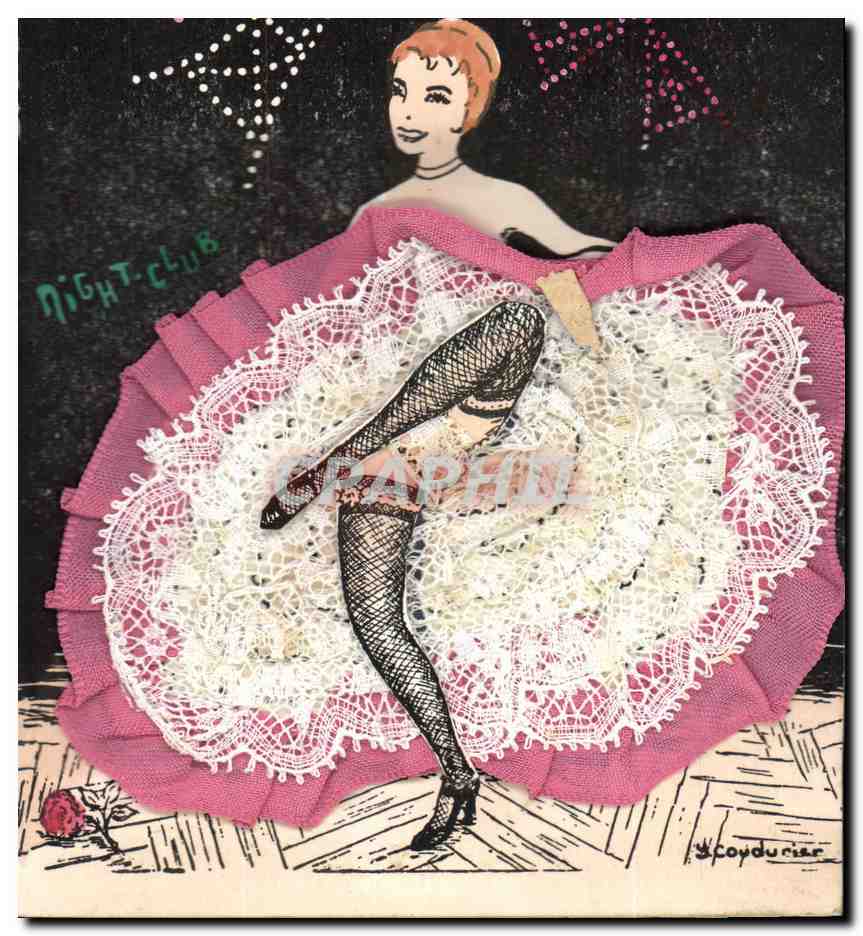 CPA Brodee Fantaisie Femme Paris Tour Eiffel Moulin Rouge 