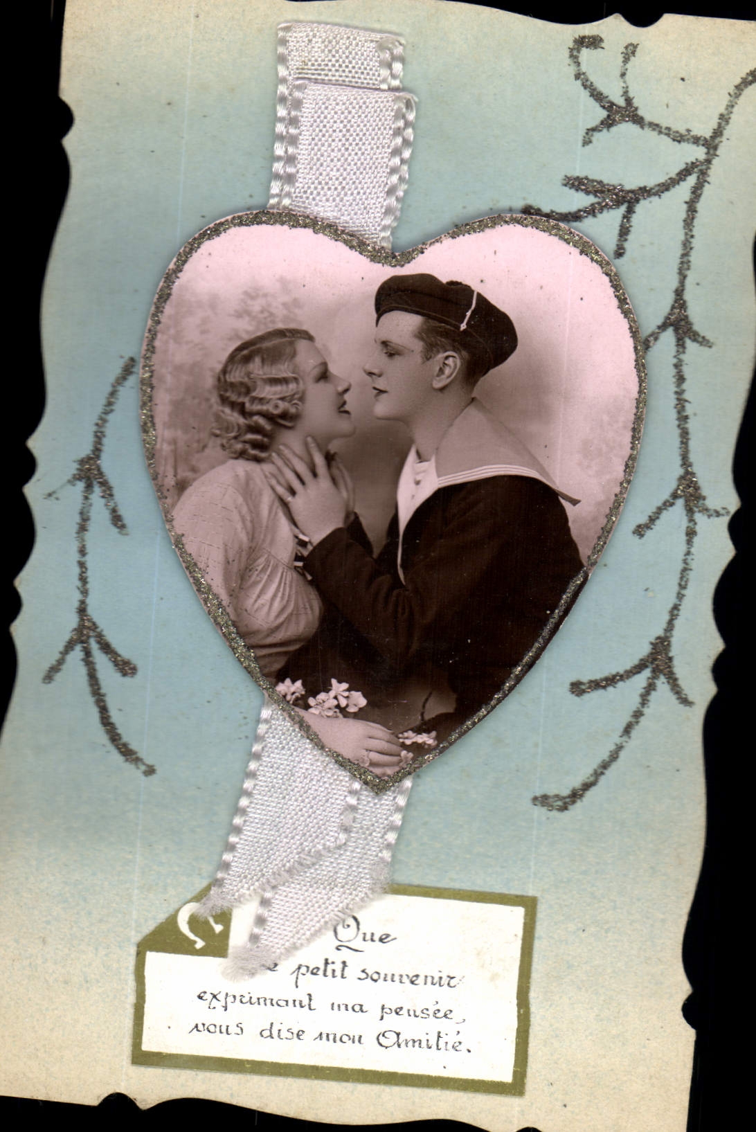 Amore marittimo — cartolina decorata con foto a cuore — editore sconosciuto