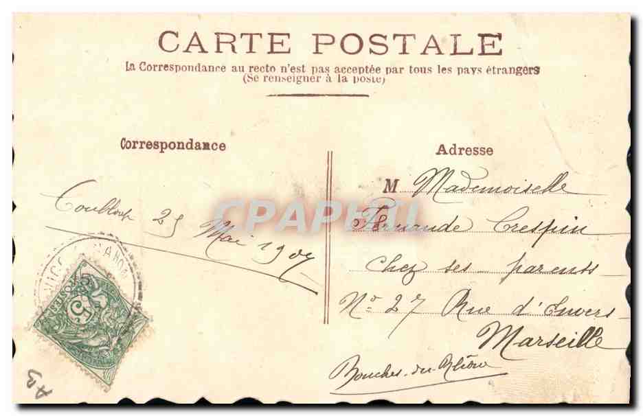 CPA Fantaisie Fleurs Colombe — Rückseite