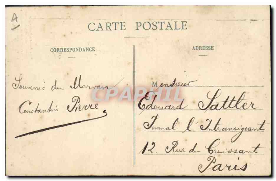 CPA Folklore Costume de Morvandelle  — Verso