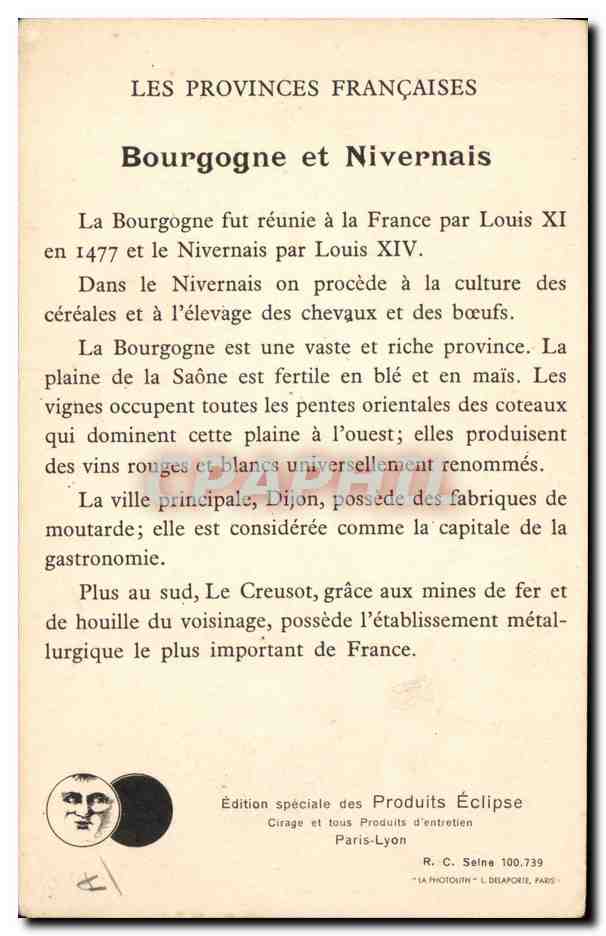 CPA Folklore Bourgogne Nivernais — Verso