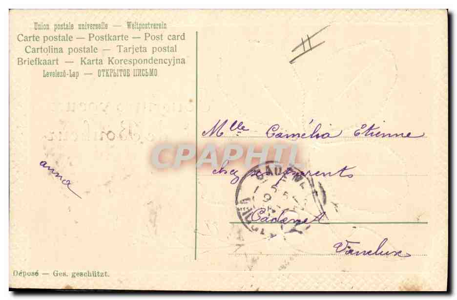 CPA Fantaisie Fleurs Trefle  — Verso