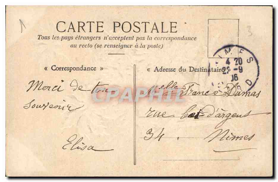 CPA Fantaisie Fleurs  — Verso