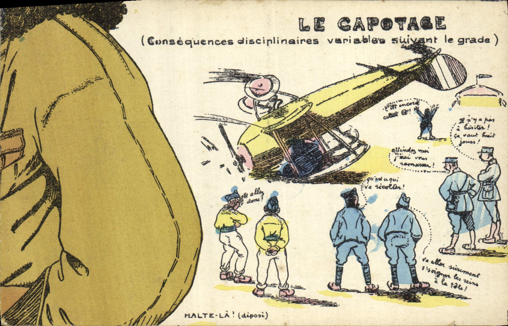 CPA Puzzle Militaria Le capotage Avion Aviation 
