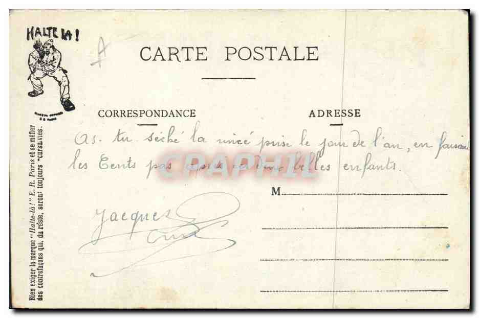 CPA Puzzle Militaria Mes ustensiles et fourbis militaires  — Rückseite