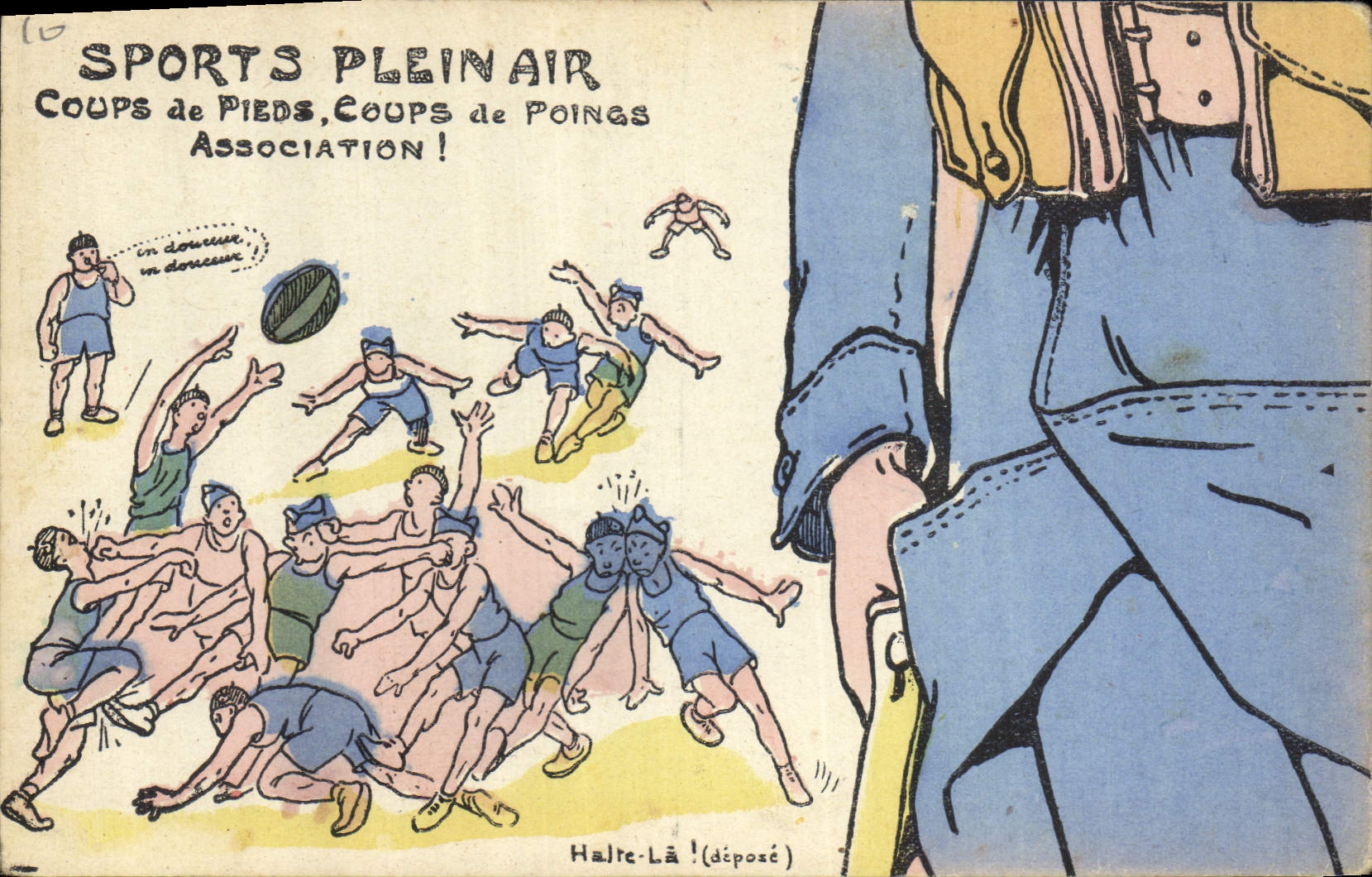 CPA Puzzle Militaria Sports Plein air Rugby 