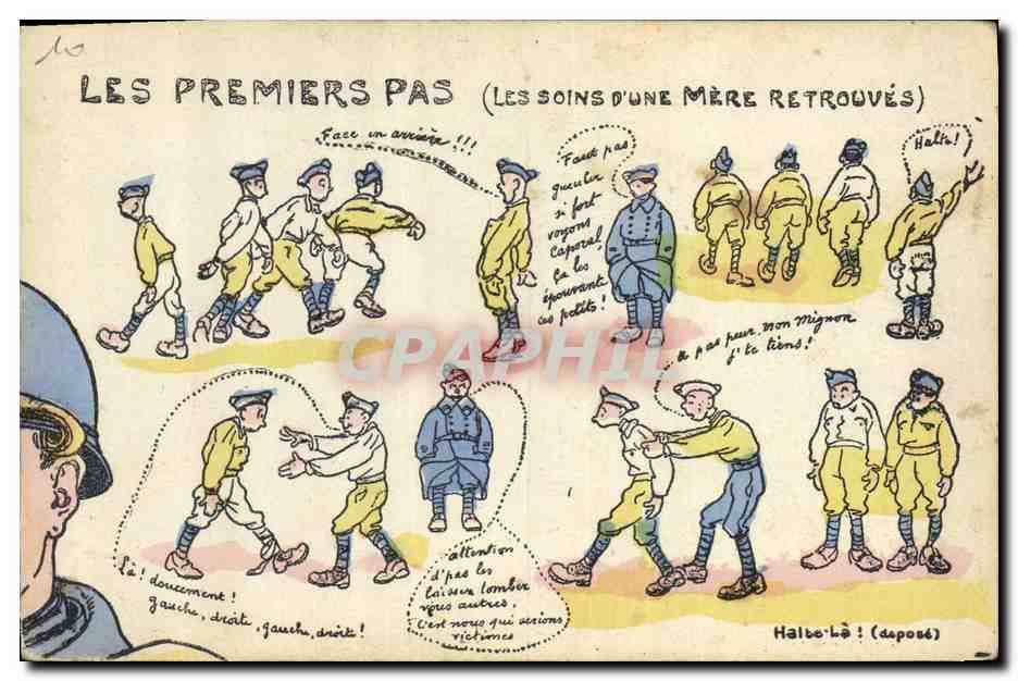 CPA Puzzle Militaria Les premiers pas Les soins d'une mere retrouves 